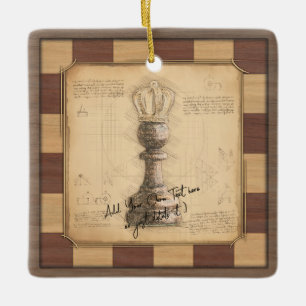 "Pawn King / Queen" Vintages Chessboard Player-Ges Keramikornament
