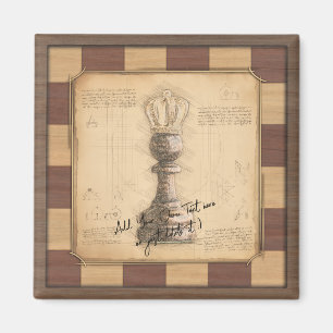 "Pawn King / Queen" Vintages Chessboard Player-Ges Magnet