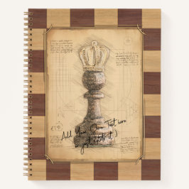 "Pawn King / Queen" Vintages Chessboard Player-Ges Notizbuch