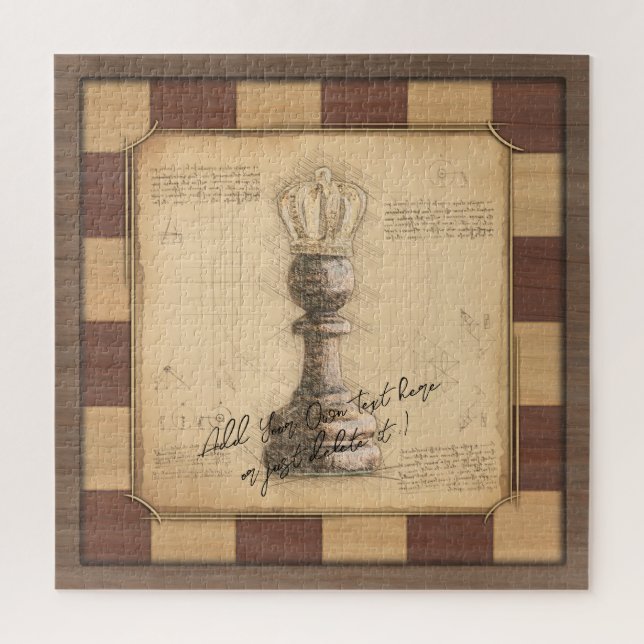 "Pawn King / Queen" Vintages Chessboard Player-Ges Puzzle (Vertikal)