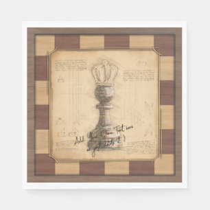 "Pawn King / Queen" Vintages Chessboard Player-Ges Serviette