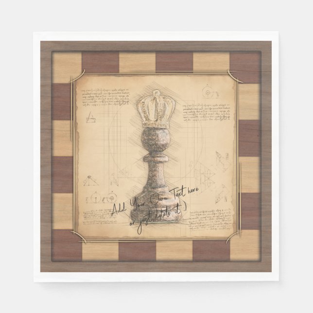 "Pawn King / Queen" Vintages Chessboard Player-Ges Serviette (Vorderseite)