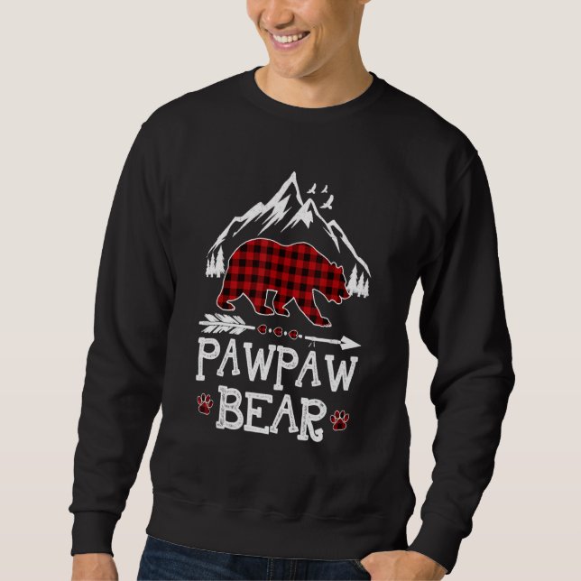 Pawpaw Bär Christmas Pajama Red Kariert Buffalo Fa Sweatshirt (Vorderseite)