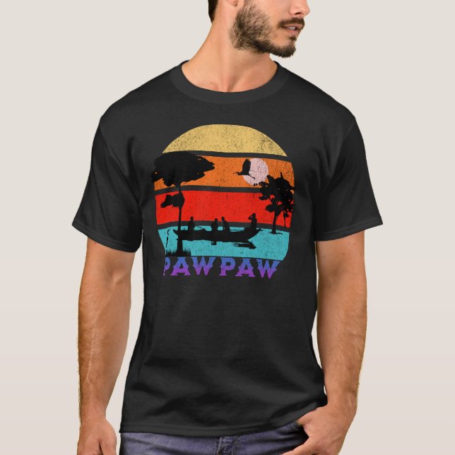 Pawpaw Retro Sunset Ocean Großvater T-Shirt (Vorderseite)