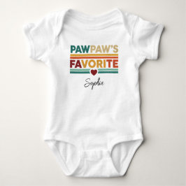 Pawpaw's Favorite Retro Simple Modern Script Name Baby Strampler