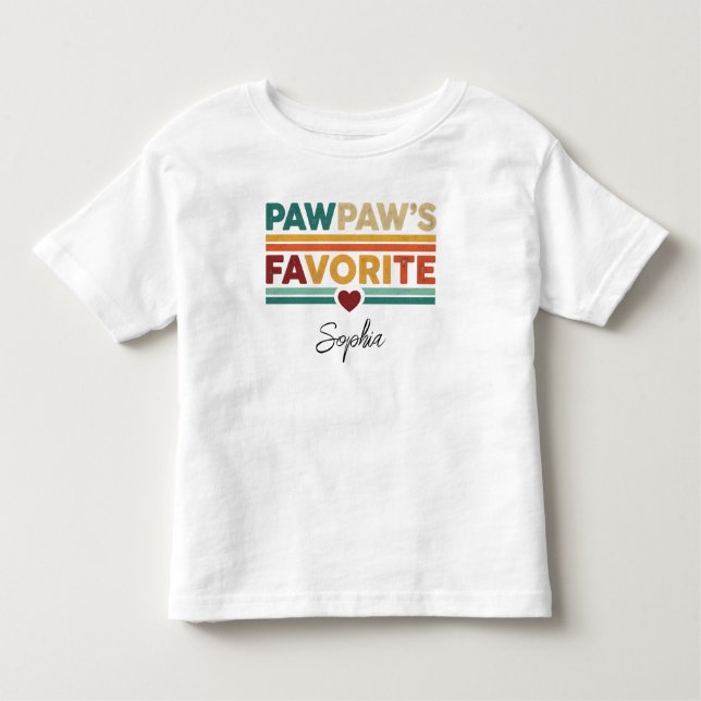 Pawpaw's Favorite Retro Simple Modern Script Name Kleinkind T-shirt (Vorderseite)
