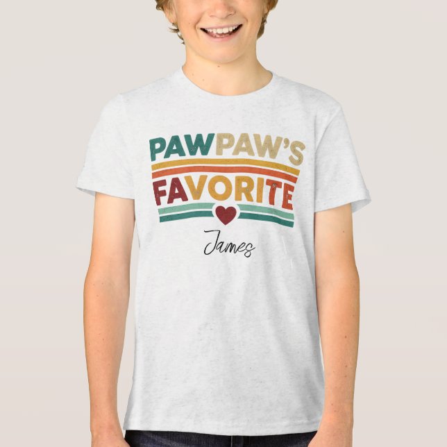 Pawpaw's Favorite Retro Simple Modern Script Name Tri-Blend Shirt (Vorderseite)