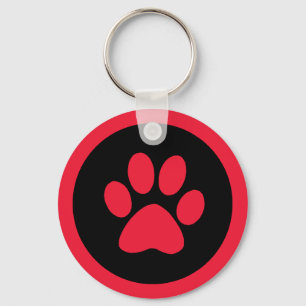 Pawprint Button-Schlüsselanhänger in Rot und Schwa Schlüsselanhänger
