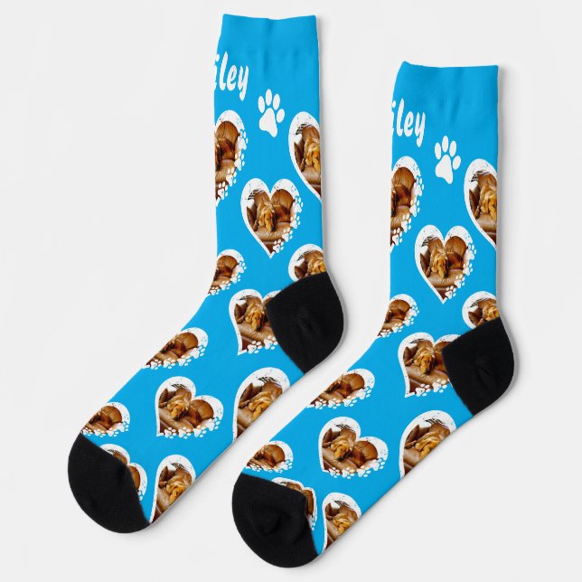 Pawprint Heart Pet Foto Socken (Linkes Detail)