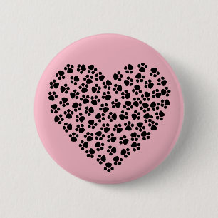 Pawprint Herz Button