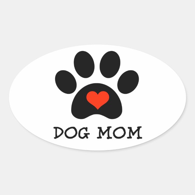 Pawprint Hund-Mama Ovaler Aufkleber (Vorderseite)