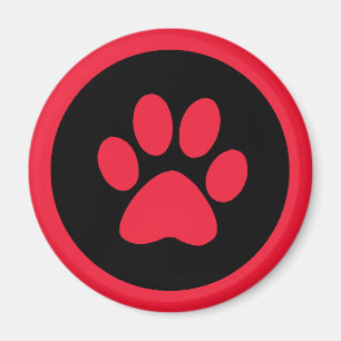 Pawprint Magnet in Rot und Schwarz