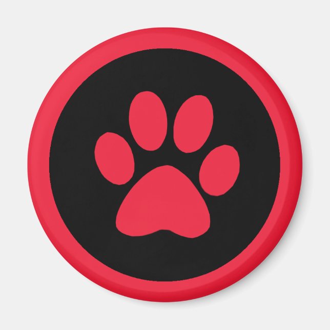 Pawprint Magnet in Rot und Schwarz (Vorne)