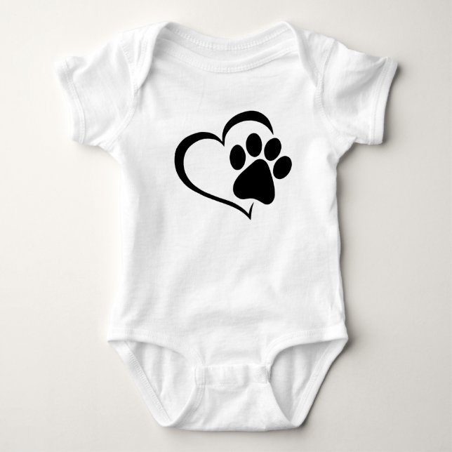 PawPrint mit Herzdesign Baby Strampler (Vorderseite)
