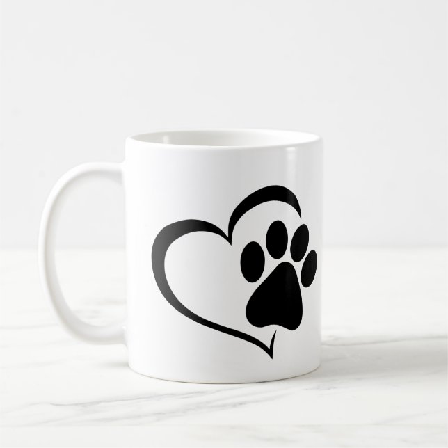 PawPrint mit Herzdesign Kaffeetasse (Links)