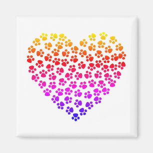 Pawprint Rainbow Heart Magnet