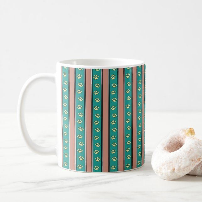 Pawprint Streifen Kaffeetasse (Mit Donut)
