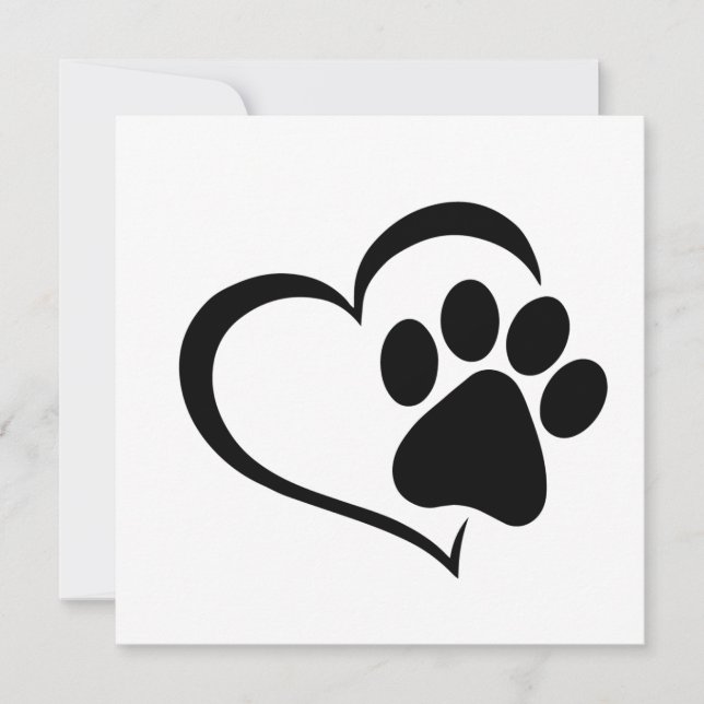 PawPrint und Herzdesign Einladung (Vorderseite)