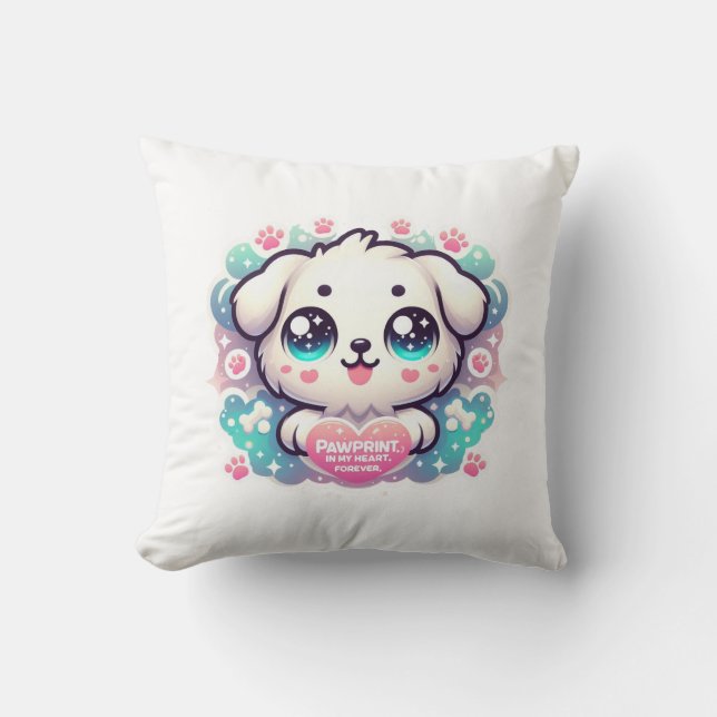 Pawprints auf meinem Herzen, Forever Kawaii Puppy Kissen (Vorderseite)