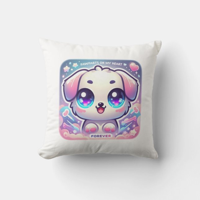 Pawprints auf My Heart Kawaii Puppy Pet Lover Deko Kissen (Vorderseite)