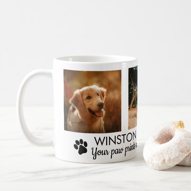 Pawprints Foto für Hunde-Memorial-Tasse Kaffeetasse (Mit Donut)