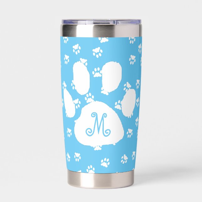Pawprints Monogramm Thermobecher (Vorderseite)