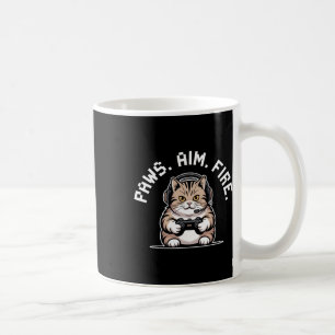 Paws Aim Fire Feline Cat Gamer Wiederbelebung der  Kaffeetasse