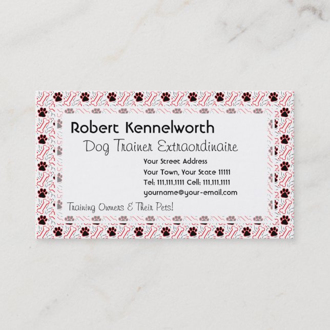 Paws and Bones Funny Design for Dog Lovers Visitenkarte (Vorderseite)