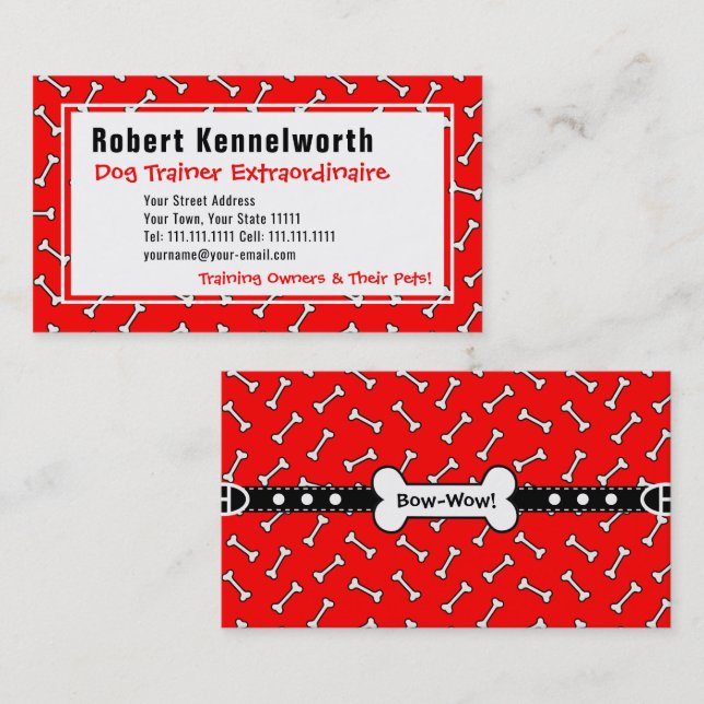 Paws and Bones Funny Design for Dog Lovers Visitenkarte (Vorne/Hinten)