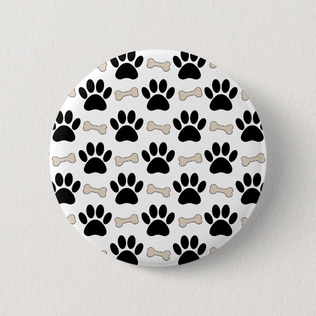 Paws And Bones Muster Haustier Button (Vorderseite)