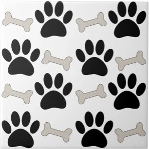Paws And Bones Nahtloses Muster Custom Fliese