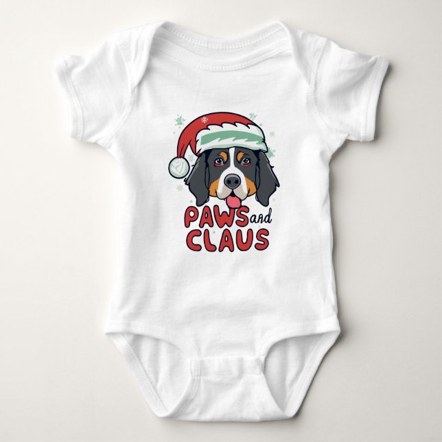 Paws and Claus - Christmas Bernese Dog Baby Strampler (Vorderseite)