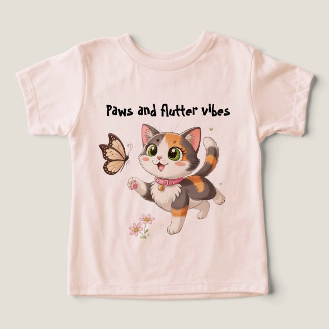 Paws and Flutter Vibes  Kids T-Shirt (Design Vorderseite)