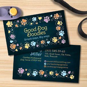 Paws and Hews - handgezeichnete Linie Art & Aquare Visitenkarte