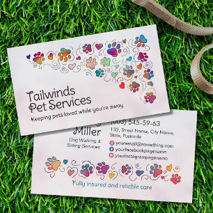 Paws and Hews - handgezeichnete Linie Art & Aquare Visitenkarte