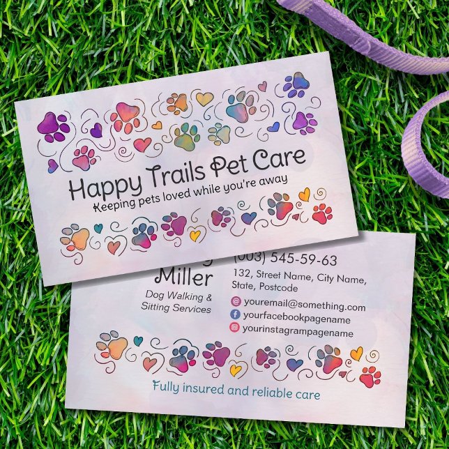 Paws and Hews - handgezeichnete Linie Art & Aquare Visitenkarte (Von Creator hochgeladen)