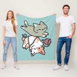 Paws and Play – Adorable Cat Illustration Fleecedecke