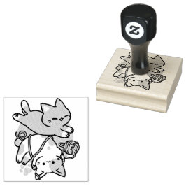 Paws and Play – Adorable Cat Illustration Gummistempel