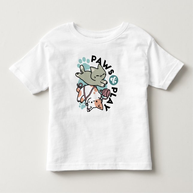 Paws and Play – Adorable Cat Illustration Kleinkind T-shirt (Vorderseite)