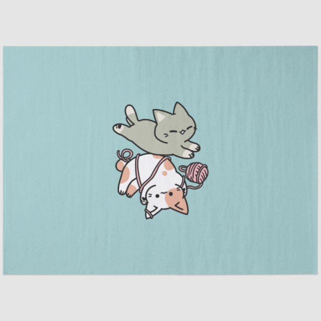 Paws and Play – Adorable Cat Illustration Seidenpapier (Vorderseite)