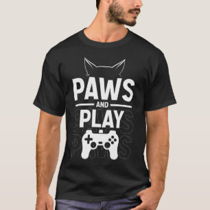Paws and Play, Cats and Gaming Graphic Gamer T-Shirt