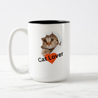 "Paws and Sip: Cat Foto Keramik 2 Töne Tasse" Zweifarbige Tasse