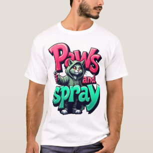 Paws and Spray - Urban Graffiti Cat, Street Art T-Shirt