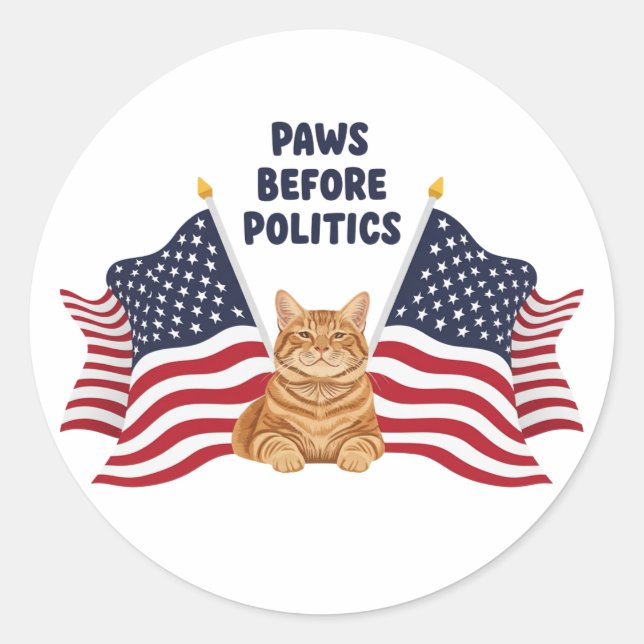 Paws Before Policies - Patriotic Cat Sticker (Vorderseite)