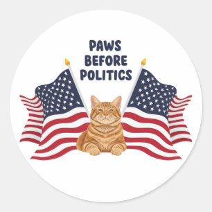 Paws Before Policies - Patriotic Cat Sticker
