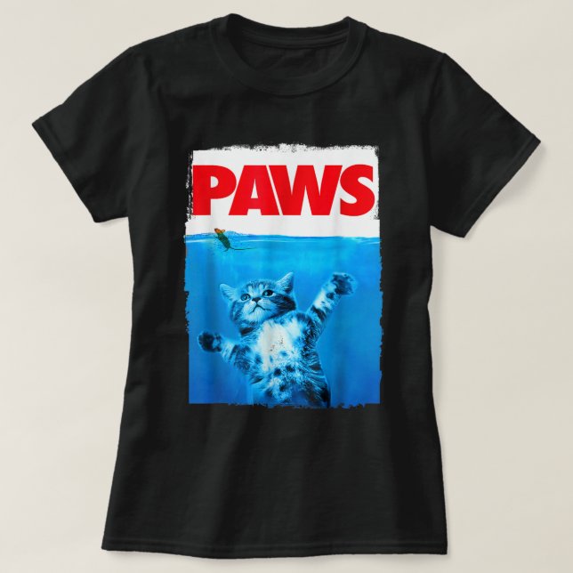 Paws Cat and Mouse Top, Cute Funny Cat Lover Parod T-Shirt (Design vorne)