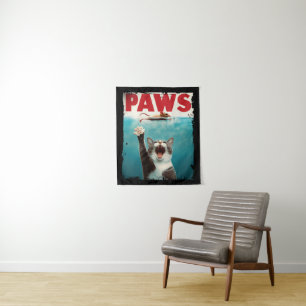 PAWS Cat Kitty Parodie der Kiefer Film Poster Wandteppich