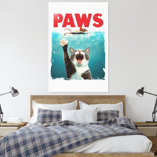 PAWS Cat Mouse Parodie der Kiefer Film Poster Leinwanddruck (Insitu (Schlafzimmer))