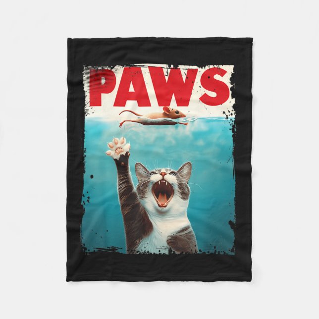Paws Cat Mouse Parody Cat Shark Chasing Maus Kitt Fleecedecke (Vorderseite)