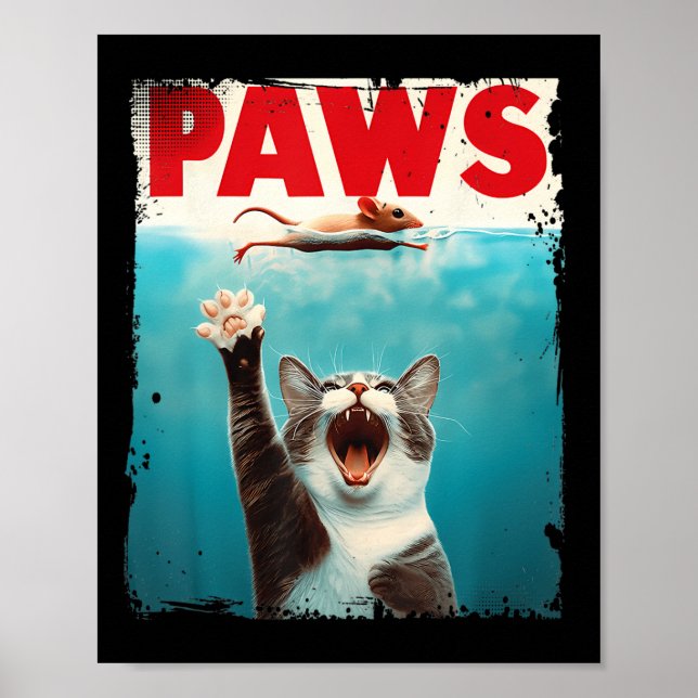 Paws Cat Mouse Parody Cat Shark Chasing Maus Kitt Poster (Vorne)